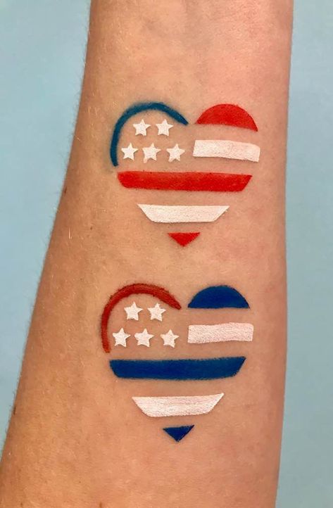 4th Of July Paint On Skin, Fourth Of July Body Art, Red White And Blue Spirit Week, Fourth Of July Leg Painting Ideas, July 4th Face Painting Ideas, Veterans Day Face Paint, 4th Of July Body Art, Leg Painting Body Art 4th Of July, 4th Of July Leg Painting Ideas