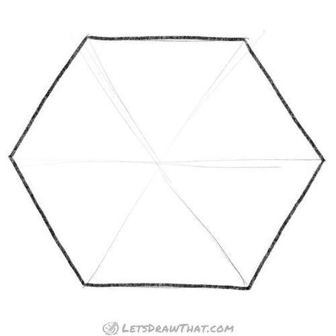 How to draw a hexagon: using compass and hand-drawn - Let's Draw That! Draw Hexagon, Draw A Hexagon, Pencil Outline, Regular Hexagon, Construction Lines, Point Perspective, A Compass, Step Drawing, Home Learning