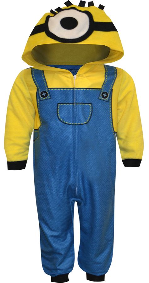 Aren't the Minions adorable? Your Despicable Me fan will be adorable, too, in this blanket sleeper fashioned to look just like a minion. These soft micro fleece jammies have cuffs at the wrists and ankles, a half zip and an awesome hood with a minion face. Costume Minion, Toddler Boy Costumes, Minion Face, Dr Seuss Grinch, Blanket Sleeper, The Minions, A Minion, Toddler Pajamas, Onesie Pajamas