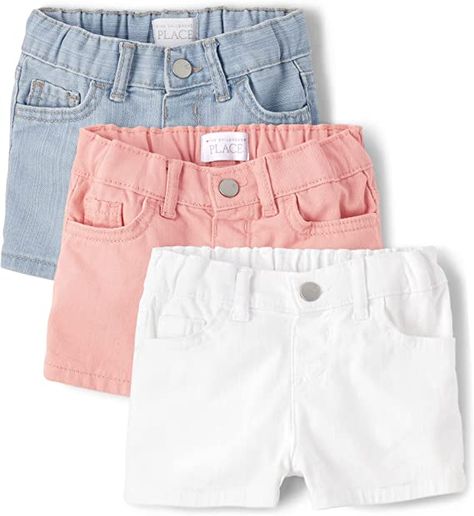 Amazon.com: The Children's Place Toddler Girls Denim Shortie Shorts 3 Pack: Clothing, Shoes & Jewelry Clothes Shorts, Wrap Bathing Suit, Pink Denim Shorts, Boys Uniforms, Girls Denim, Toddler Girl Outfits, Childrens Place, Girls Jeans, Toddler Girls