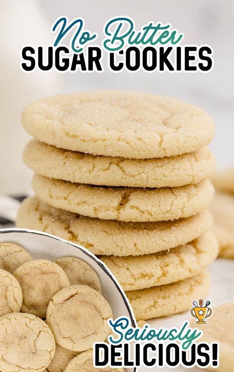 These easy no butter sugar cookies are soft, sweet, and perfect for any occasion. Ready in minutes with simple ingredients! Homemade Cookies No Butter, Simple Dessert Recipes No Butter, Low Butter Cookies, Cookies Made Without Butter, No Butter Cookies Recipes, Cookie Recipes With No Butter, Cookies Recipes No Butter, Baked Goods Without Butter, No Butter Sugar Cookies