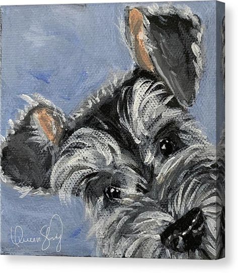 Schnauzer Acrylic Painting, Schnauzer Art Painting, Miniature Schnauzer Painting, Schnauzer Painting Easy, Schnauzer Painting, Schnauzer Drawing, Portrait Acrylic Painting, Animal Canvas Paintings, Schnauzer Art