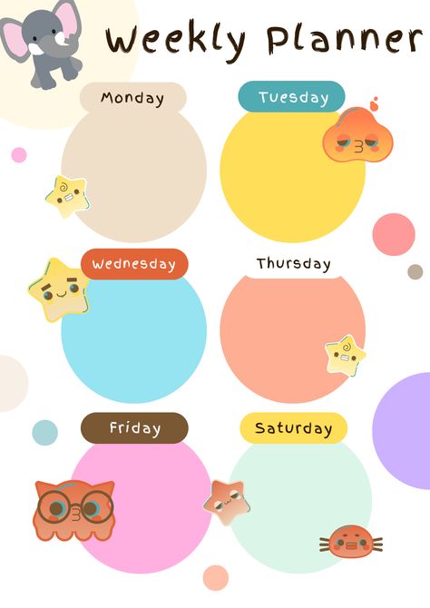 Kids Weekly Planner Weekly Activity Planner, Weekly Planner For Kids, Kawaii Weekly Planner, Pink Weekly Planner Template, Weekly Planner Pink, Floral Weekly Planner, Kids Planner, Weekly Planning, Monthly Planner