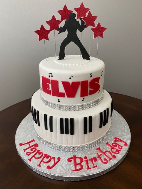 Elvis Cake Ideas Birthdays, Elvis Cakes Ideas, Elvis Presley Birthday Party Ideas, Elvis Themed Birthday Party, Elvis Birthday Cake, Elvis Birthday Party, Elvis Presley's Birthday, Elvis Party, Elvis Cake