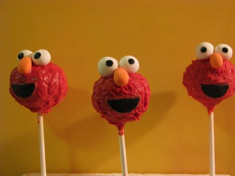 elmo cake pops Fun Cake Pops, No Bake Cake Pops, Cake Pop Designs, Elmo Cake, Cake Pop Decorating, Sesame Street Birthday Party, Elmo Party, Sesame Street Party, Creative Cupcakes