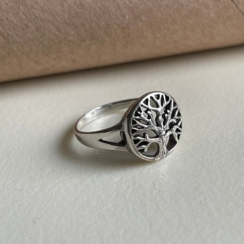 Dainty Sterling Silver Tree Of Life Ring. Great for everyday use as They are comfortable and can easily match your style. The best choice to buy as a gift for your loved ones. Detail: Material: Sterling silver( 925 Silver) Ring size: available in 5 1/2, 6, 7, 8 & 9 What is Sterling silver( 925): Sterling Silver is a type of silver's alloy that 92.5 % of its weight is silver and 7.5 % of it's weight is another kind of metal that is usually copper. Tree Of Life Ring, Life Ring, Celtic Tree Of Life, Silver Signet Ring, Inner Goddess, The Tree Of Life, Silver Tree, Ring Sizes, Antique Rings