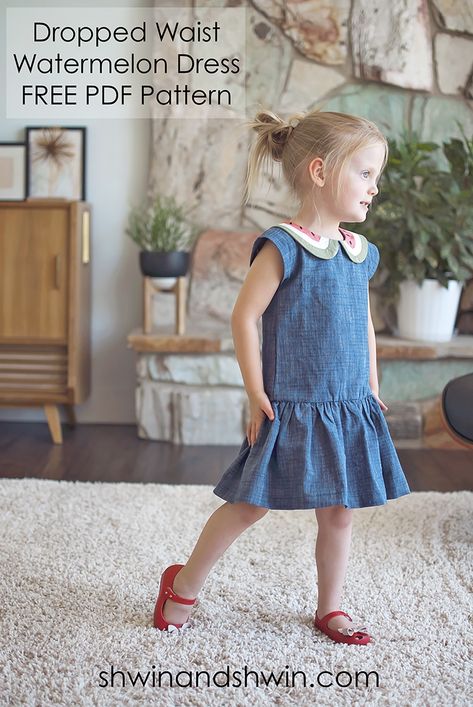 Girls Dress Pattern Free, Watermelon Dress, Kids Clothes Patterns, Sewing Kids Clothes, Girl Dress Pattern, Dress Patterns Free, Sewing Patterns Girls, Trendy Sewing, Girl Dress Patterns