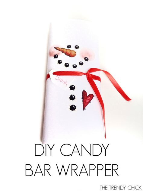 4 Easy DIY Christmas Gifts Diy Christmas Gifts Candy, Snowman Snacks, Snowman Candy Bar, Diy Candy Bar Wrappers, Easy Diy Christmas Gift, Fellowship Ideas, Diy Candy Bar, Christmas Candy Bar, Christmas Boutique