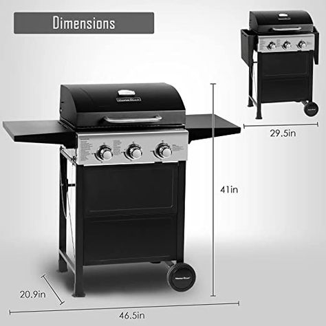 The whole Stainless steel control panel with chromium plating control knob makes this propane gas grill more study and delicate, a stainless steel handle and a built-in stainless steel thermometer on the cover lid, two foldable tables and two heavy duty wheel casters for storage and moving Foldable Shelves, Foldable Tables, Garden Barbecue, Bathroom Cleaning Supplies, Propane Grill, Propane Gas Grill, Propane Fire Pit, Barbecue Grill, Bbq Grill