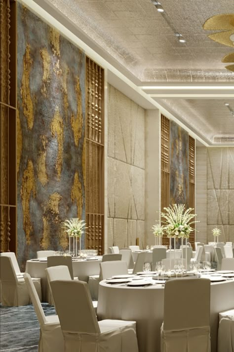 Millennium Hilton Bangkok Ballroom Design By BLINK Hotel Banquet Hall Interior Design, Banket Hall Interior, Luxury Ballroom Design, Ballroom Design Interior Modern, Banquet Halls Interior, Banquet Hall Ceiling Design Modern, Ballroom Wall Design, Ballroom Design Interior Hotel, Hotel Ballroom Interior Design