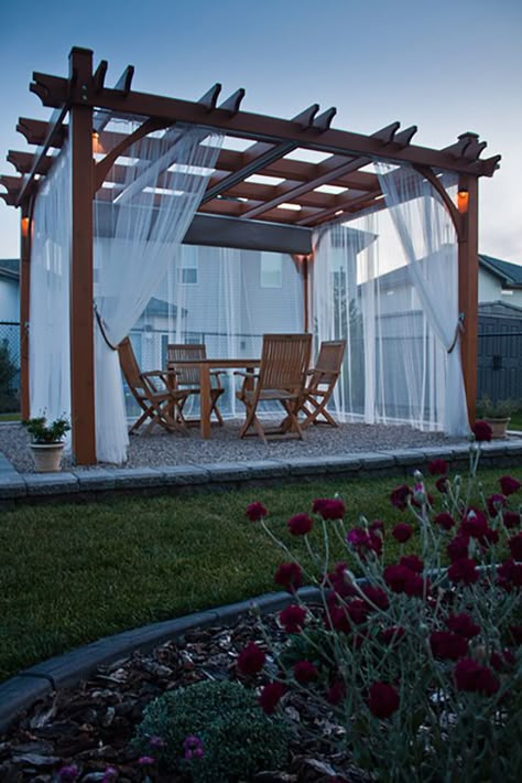 Pergola Wedding, Pergola Diy, Pergola Curtains, Cedar Pergola, Pergola Swing, Building A Pergola, Contemporary Patio, Modern Pergola, Backyard Gazebo