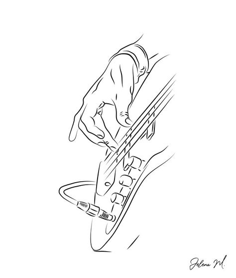 playing guitar Electric Guitar Drawing Sketches, Songs On Electric Guitar, Guitar Illustration Drawing, Playing Guitar Drawing, Electric Guitar Drawing, Guitar Line Art, Guitar Outline, Playing Electric Guitar, Creative Doodles