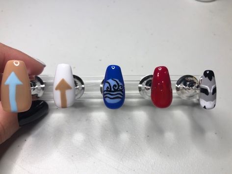 Atla Nails, Avatar The Last Airbender Nails, Slay Nails, Cartoon Nail Designs, Awesome Nails, Beautiful Nail Designs, Fire Nails, Nails Inspo, Avatar The Last Airbender