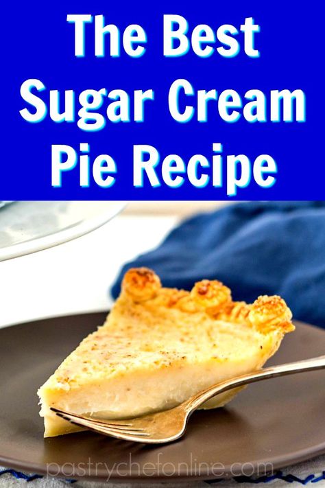 Old-fashioned, sweet sugar cream pie is the state pie of Indiana, but you should make it no matter where you live. This sugar cream pie recipe is based on one from Dan Quayle's family. Sugar Cream Pie Recipe, Easy Pie Recipe, Snickers Torte, Easy Cream Pie, Raspberry Cream Pies, Fruit Pie Recipe, Homemade Pie Recipes, Sugar Cream Pie, Banana Cream Pie Recipe