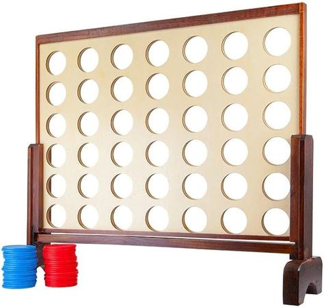 SpeedArmis Giant Wooden 4 in A Row Game - Fun Indoor and Outdoor Board Game… 4 In A Row Game, Floor Games, 4 In A Row, Indoor Fun, Outdoor Events, Board Games, The Row, Camping, Flooring