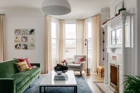 Edwardian Living Room, San Francisco Apartment, Window Treatments Sheer, Dining Room Console, Living Room Console, Family Room Fireplace, Transitional Living, Transitional Living Rooms, Kitchen Floor Tile