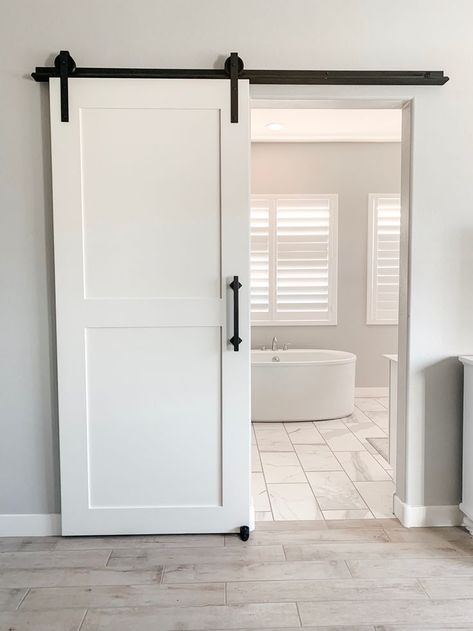 Best Sliding Door Designs That You Can Have In Your Home Sliding Doors Laundry Room, Sliding Door On Rail, Sliding Ensuite Door, Slider Doors Bedroom, Sliding Door Master Bath, Sliding Door Small Bathroom, Sliding Door Into Bathroom, Bedroom Sliding Door Ideas, Modern Sliding Bathroom Door