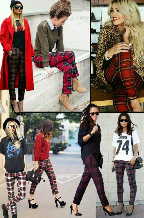 Outfit Pantalon Rojo, Fashion Pants Outfit, Outfit Pantalon, December Outfits, Tartan Fashion, Quoi Porter, Plaid Outfits, Estilo Preppy, Trending Fashion Outfits