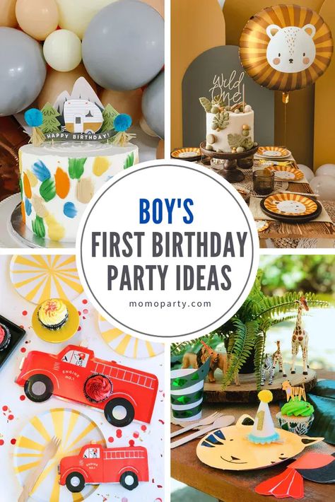 It’s your baby boy’s first birthday, and it’s time to celebrate! To help you create the most memorable day for your little one, check out our list of the most popular first birthday themes for boys. From classic characters to modern decorations, find the perfect party theme for your one-year-old. For more inspiration for decorations, party favors, and other first birthday ideas, check out momoparty.com! Birthday Ideas For One Year Old, 1st Year Birthday Theme, One Year Bday Themes, Fun 1st Birthday Themes, 1sr Birthday Party Themes Boy, One Year Birthday Party Ideas Summer, One Year Old Decorations Birthday, First Birthday Themes Punny, One Year Old Birthday Theme Ideas