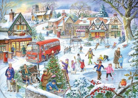 The House Of Puzzles - 1000 PIECE JIGSAW PUZZLE - Winter Green in Toys & Games, Jigsaws & Puzzles, Jigsaws | eBay Best Jigsaw, Josephine Wall, Winter Green, Wooden Jigsaw Puzzles, Wooden Jigsaw, Christmas Past, Christmas Scenes, 1000 Piece Jigsaw Puzzles, Christmas Illustration