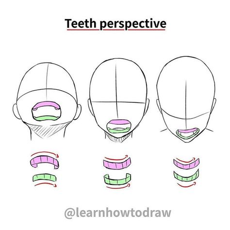 🎨 Daily art tips - 10k+ on Instagram: “How to draw teeth in perspective . Follow @drawing.collection for more . Follow ➡️ @jlascanoart for the best digital art! . .  #arthelp…” Teeth Drawing, Mouth Drawing, Art Advice, Body Drawing Tutorial, 얼굴 그리기, Human Anatomy Art, Art Tools Drawing, Drawing Expressions, Figure Drawing Reference