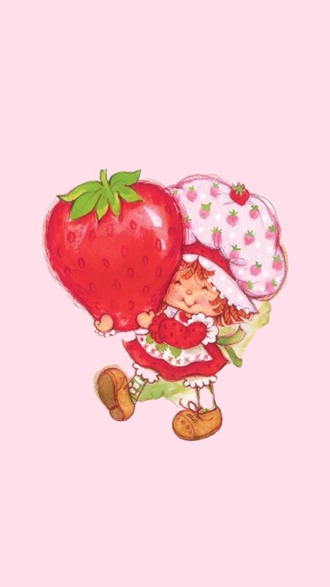 Strawberry Pics Aesthetic, Aesthetic Strawberry Shortcake Wallpaper, Strawberry Shortcake Pfp Vintage, Strawberry Shortcake Cartoon Aesthetic Wallpaper, Strawberry Shortcake 80s Wallpaper, Cute Strawberry Shortcake, Wallpaper Backgrounds Strawberry, Original Strawberry Shortcake, Strawberry Shortcake Pumpkin Painting