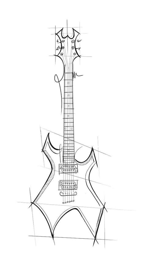 Drawing Guitar, Guitar Sketch, Guitar Drawing, Design Art Drawing, Music Drawings, Seni Dan Kraf, Meaningful Drawings, Easy Doodles Drawings, Easy Drawings Sketches