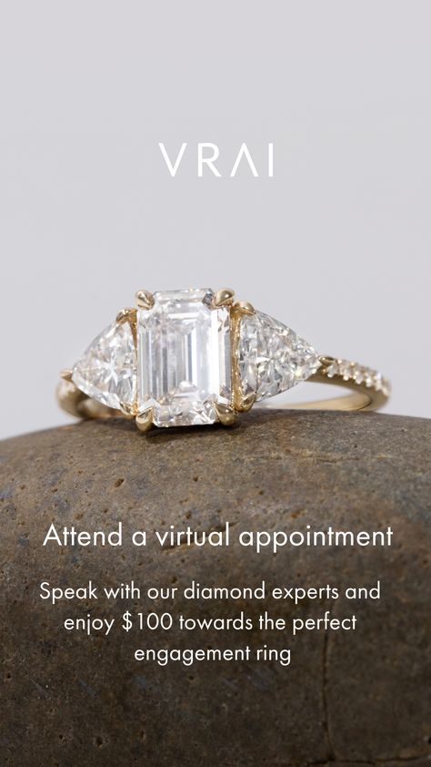 Attend a video chat with our experts and receive $100 towards your engagement ring purchase. We'll guide you through: ✓ Selecting the perfect diamond sustainably created by VRAI ✓ Customization options to personalize your ring ✓ Our lifetime care package Collectible Yellow Gold Ruby Ring With Diamonds, Yellow Gold Lab Grown Diamond Ring With Vs Clarity, Diamond Ads, Gia Certified Yellow Diamond Wedding Ring, Gia Certified Oval Diamond Ring In 14k Gold, Gia Certified Moissanite Diamond Ring In Yellow Gold, Jewellery Ads, Blood Diamonds, Process Book