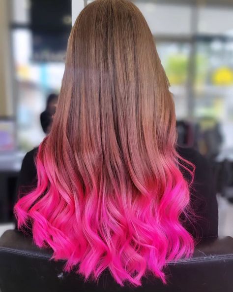 It’s official! Dip Dye hair is staging a comeback!😉 This is just one of the ‘00s trends that’s creeping back into fashion and beauty and Avril Lavigne would be proud😜 #DipDye is perfect for test-driving edgy or funky colours like hot pink, and Spring is the perfect time to give it a go!🌸 Are you brave enough to dip your toes into this trend? Book a free consultation now - lin in bio. . 📸Look by Taylor @taylorfranov_hair at Vivo The Grange (Warkworth) . . #hairbyvivo #vivobeforeandafter #viv... Pink Dip Dyed Hair, Pink Dip Dye Hair, Pink Dip Dye Hair Brown, Dip Dye Hair Brunette, Hot Pink Hair Ends, Pink Adore Hair Dye, Purple Fading Into Pink Hair, Pink Dip Dye, Dip Dye Hair