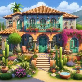 Sims 4 Moroccan House, Mexican Hacienda Floor Plans, Mexican House Plans, Hacienda Floor Plans, Mexican Haciendas, Moroccan Houses, Mexican Hacienda, Planet Coaster, Sims House Design