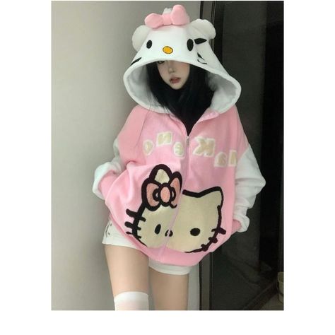 Medium Hello Kitty Hoodie, Student Couple, Cartoon Kitty, Plush Jacket, Couples Sweaters, Pink Hello Kitty, Cute Kitty, Sweatshirt Zipper, Pink Spring