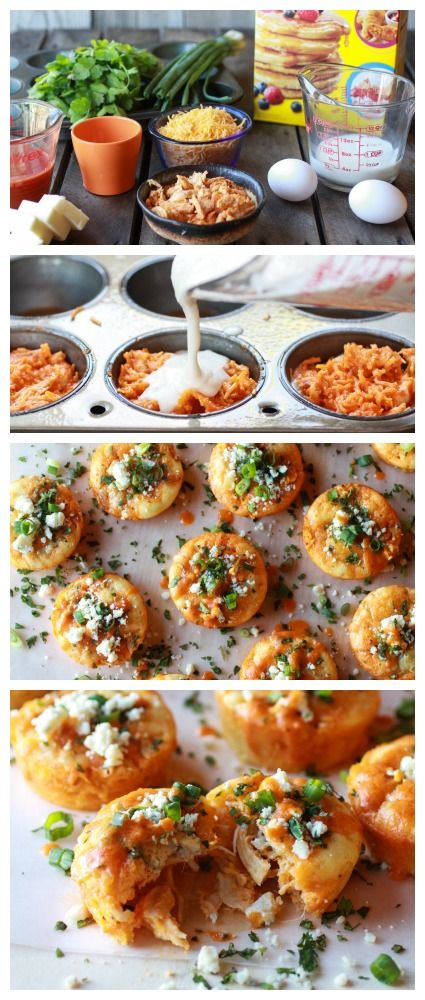 Impossibly Easy Buffalo Chicken Mini Pies - great for game day or an anytime appetizer. Buffalo Chicken Pie, Chicken Pies, Chicken Buffalo, Chicken Pie Recipe, Quinoa Bites, Easy Buffalo Chicken, Mini Pie, Bisquick Recipes, Chicken Quinoa