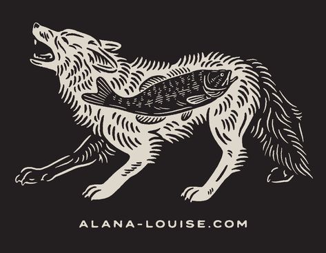 Wolf Fish, Lino Art, Art Et Illustration, A Wolf, Modern Logo Design, Business Advertising Design, Lino Print, New Website, Modern Logo