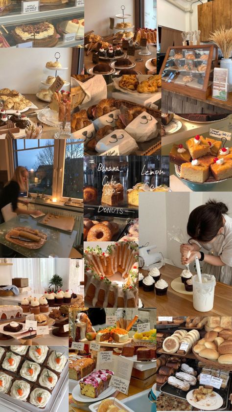 Fall Bakery Aesthetic, Baking Influencer, Bakers Aesthetic, Cozy Bakery Aesthetic, Bakery Owner Aesthetic, Cake Wallpaper Aesthetic, Patisserie Aesthetic, Bakery Moodboard, Bake Aesthetic