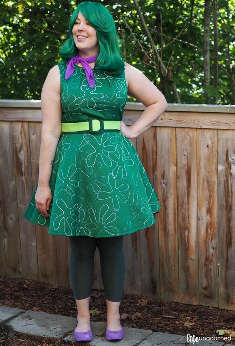 Disgust from Disney Inside Out Halloween Costume #halloween #costume #handmadecostume #halloweencostume #insideout #disneysmmc #disney Diy Disgust Costume, Disgust Halloween Costume, Disgust Inside Out Costume, Disgust Outfit, Inside Out 2 Outfit Ideas, Disgust Inside Out, Inside Out Halloween Costume, Halloween Costumes For Moms, Costumes For Moms