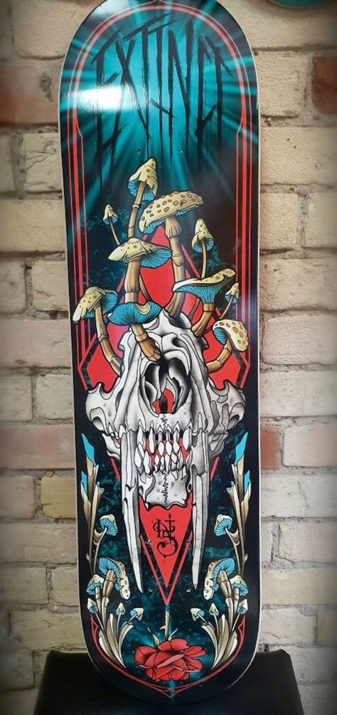 SKRBL Custom Skateboard Deck Extinct - Etsy Canada If Your Bored, Painted Skateboard, Black Skulls Wallpaper, Custom Skateboard Decks, Snowboard Art, Skateboard Deck Art, Skateboard Art Design, Longboard Decks, Skateboard Photography