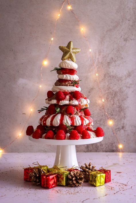 Festive Chocolate Berry Pavlova – The Tocka Blog Berry Pavlova, Christmas Pavlova, Christmas In Australia, Chocolate Festival, Raspberry Sauce, Red Green Christmas, Rosemary Sprigs, Classic Desserts, Green Christmas Tree