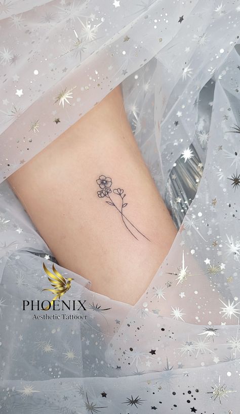 Small July Flower Tattoo, Small Stem Tattoo, July Birth Flower Tattoo Simple, Fine Line July Flower Tattoo, Larkspur Tattoo Minimalist, Larkspur Flower Tattoo Fine Line, July Flower Tattoo Larkspur, Flower July Tattoo, Larkspur Fine Line Tattoo