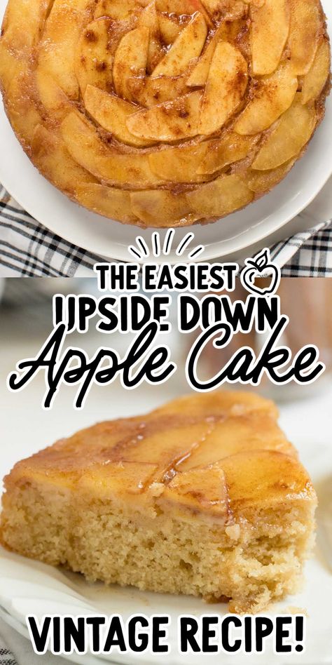 Upside Down Apple Cake Apple Upside Down Cake With Box Cake, Apple Cake With Box Cake, Italian Creme Cake, Upside Down Desserts, Elvis Cake, Apple Upside Down Cake, Fruit Deserts, Upside Down Apple Cake, Curry Soup Recipes