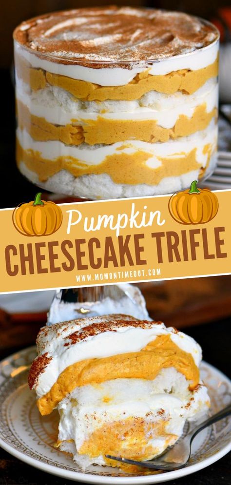 Pumpkin Cheesecake Trifle, Cheesecake Whipped Cream, Trifle Cups, Pumpkin Trifle, Trifle Bowl Recipes, Trifle Dessert Recipes, Cheesecake Trifle, Mom On Timeout, Weight Watcher Desserts