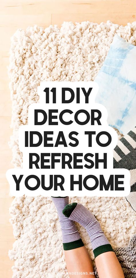 If you want to refresh your home, try making some of these easy DIY home decor ideas. Rugs always add a nice touch to any room. This 5x8 DIY rug is made completely from scratch and requires only four supplies. Plus, it's so easy to make, you can work on it while you watch your favorite TV shows. Big Rug, Beautiful Dawn, Easy Diy Home Decor, Knitting Diy, Big Rugs, Handmade Projects, Refresh Your Home, Diy Decor Ideas, Diy Rug