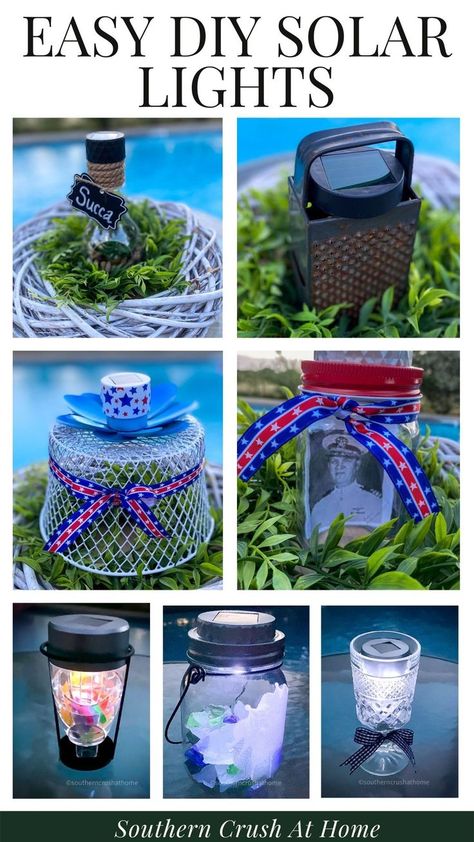 7 dollar tree solar outdoor garden stake lights decor ideas Lantern Outdoor Decor, Solar Lights Ideas, Solar Lights Ideas Outdoor, Solar Light Projects, Solar Light Bulb, Solar Garden Decor, Lantern With Fairy Lights, Solar Lanterns Outdoor, Diy Tulle