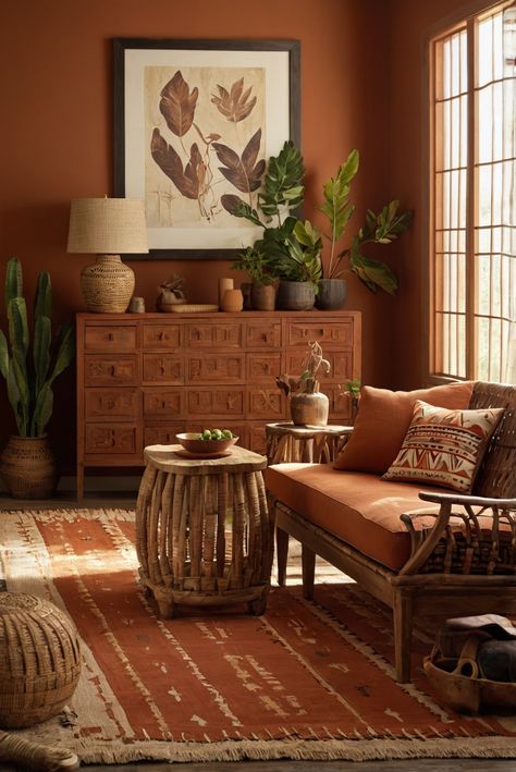 Discover how incorporating warm terracotta hues can transform your space into an inviting sanctuary in 2024. Uncover the latest trends here. #ad     #Colortrend #wallpaint2024  #color2024  #DIYpainting  ##DIYhomedecor  #Fixhome Terracotta And White Living Room, Terra Cotta Home Decor, Tuscan Terracotta Dulux Paint, Terracotta Sage Living Room, Terracotta Sitting Room, Terracotta Decor Living Rooms, Teracota Interior Wall, Light Terracotta Walls, Rust Wall Color