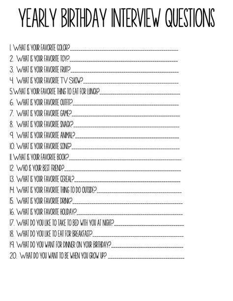 Right after Aiden was born I saw a link on Pinterest about asking the same questions to your child every year on their birthday to see how t... Birthday Interview Questions, Birthday Interview, Birthday Traditions, Crazy Life, Parenting Skills, Ideas Quotes, Interview Questions, Positive Parenting, Family Traditions