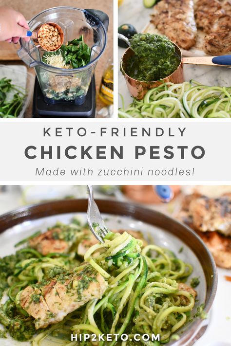 Chicken Pesto Zoodles, Chicken Pesto Zucchini Noodles, Pesto Zoodles With Chicken, Chicken And Zucchini Noodles, Keto Pesto Chicken, Basil Pesto Chicken Pasta, Dinner Idea Chicken, Keto Pesto, Zoodles With Chicken