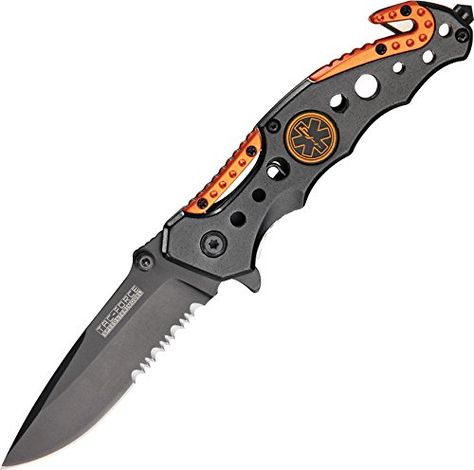 TAC Force TF723EM Assisted Opening Tactical Folding Knife Black HalfSerrated Blade Orange/Black Handle 41/2Inch Closed ** Continue to the product at the image link. (This is an affiliate link) Rescue Knife, Modern Factory, Glass Breaker, Karambit Knife, Folding Pocket Knife, Tactical Survival, Camp Knife, Military Knife, Hunting Gear