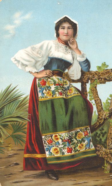 Italian folk costume #costume #italy Traditional Italian Clothing, Italian Traditional Dress, Italian Costume, Spanish Woman, Italian Culture, Italian Women, Folk Dresses, Italian Outfits, Folk Costume