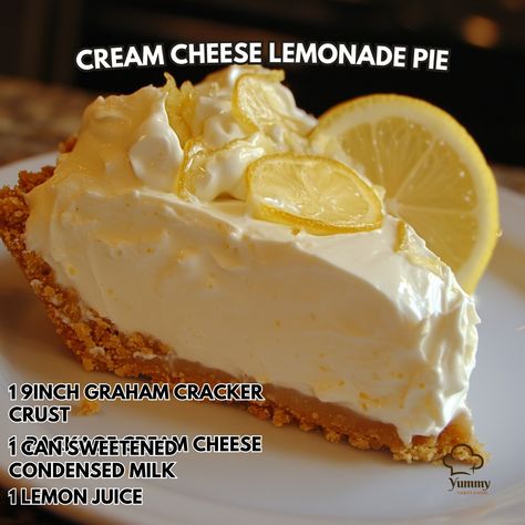 🍋✨ Dive into a tangy and creamy delight with this Cream Cheese Lemonade Pie recipe! 🥧💛 Cream Cheese Lemonade Pie Ingredients: - 1 9-inch graham cracker crust - 1 8 oz package cream cheese, softened - 1 can sweetened condensed milk - 1/2 cup lemon juice Instructions: 1. Beat cream cheese until smooth. 2. Gradually add condensed milk and lemon juice. 3. Pour mixture into crust and chill for 2 hours. 4. Serve chilled and enjoy the zesty goodness! 🌟 Give this refreshing dessert a try and impress ... Lemon Pie Recipe Condensed Milk, Lemon Cream Cheese Pie, Lemonade Pie Recipe, Cream Cheese Lemonade Pie, Lemonade Pie, Lemon Pie Recipe, Cozy Fall Recipes, Cream Cheese Pie, Cheese Pie