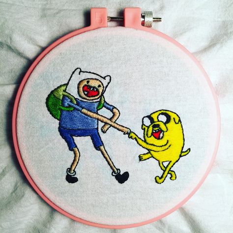 Adventure time embroidery by Amy Koenig (@ripetc) Adventure Time Embroidery, Jake Adventure Time, 24 Birthday, Embroidery Ideas, Hand Embroidery Designs, Punch Needle, Adventure Time, Kids Wear, Diy Gifts