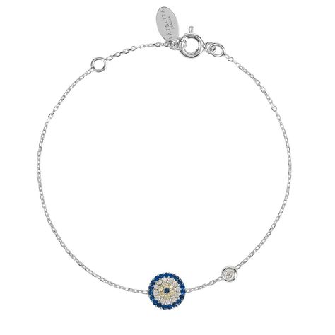 This simple yet chic, evil eye bracelet is perfect for everyday styling. Either worn singularly or layered for a more dramatic look. The "evil eye" is a curse believed to be cast by a malevolent glare, usually given to a person when they are unaware. Many cultures believe that receiving the evil eye will cause misfortu Evil Eye Bracelet Silver, Jewelry Logo Design, Pearl Drop Earrings Gold, Engraved Handwriting, Engraved Cufflinks, The Evil Eye, Jewelry Logo, Silver Jewels, Dramatic Look